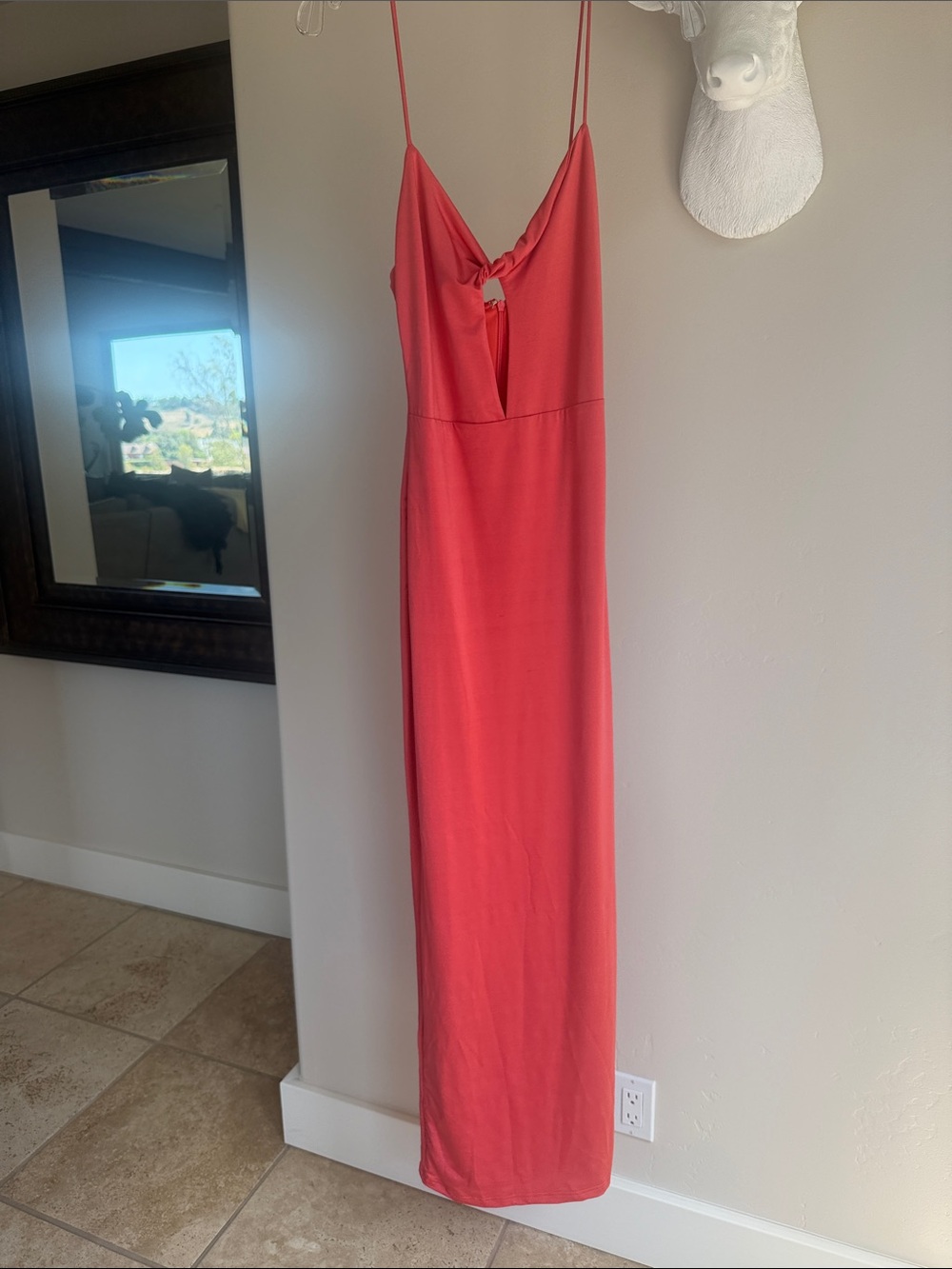 superdown Coral Slip Maxi Dress with Front Keyhole